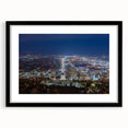 Extra large abstract art print of Salt Lake City with vibrant, textured colors on a black framed canvas.