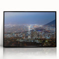 Large abstract wall art of Salt Lake City in muted grays and blues on a framed acrylic, ideal for modern living room decor.