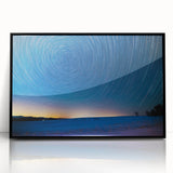 Large abstract wall art depicting a colorful Vermont landscape in mid-century modernist style, framed in black acrylic.