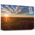 Acrylic print of a large abstract landscape in blue and green tones, suitable for bedroom or dining room decor.