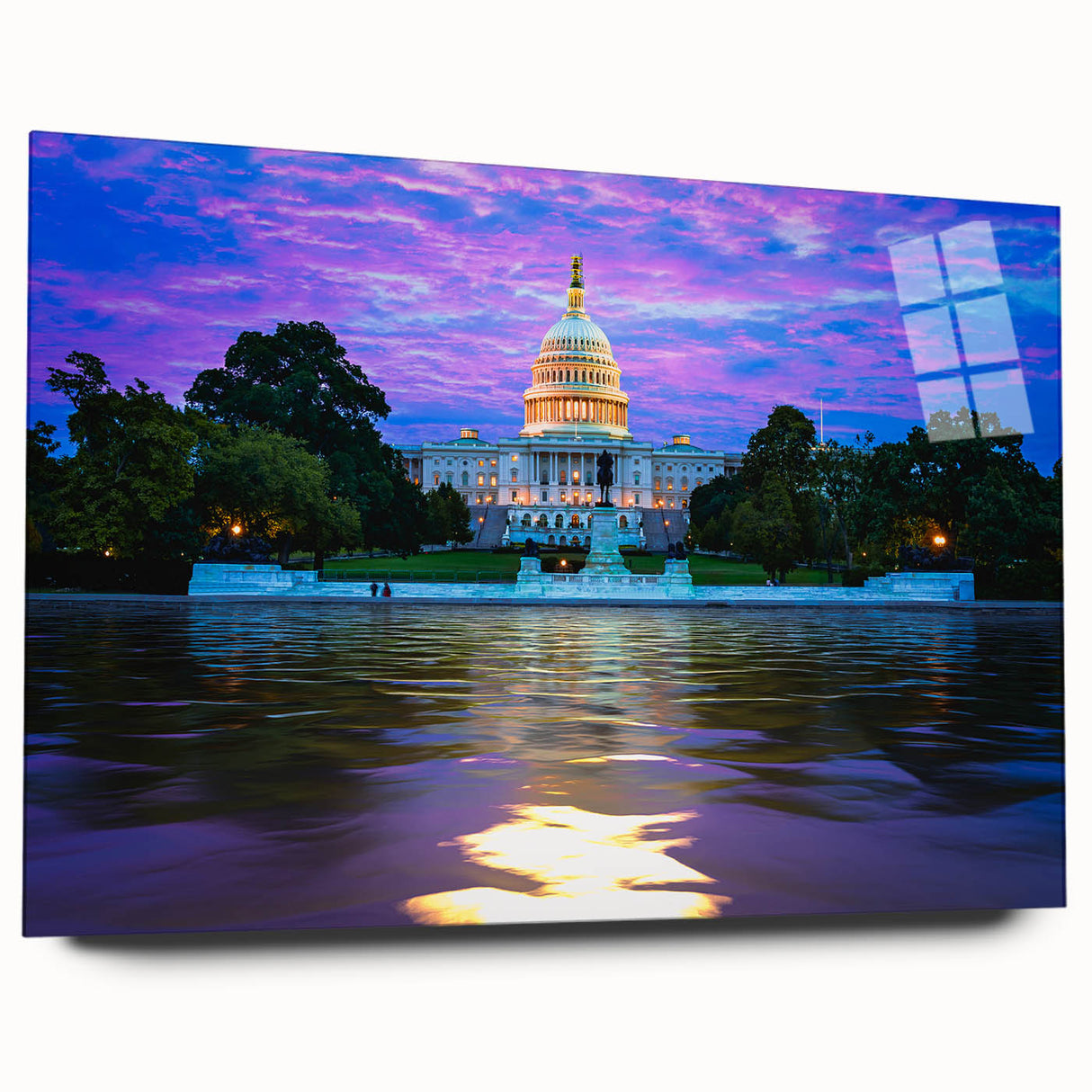 Acrylic print of Washington D.C. Capitol in muted colors, ideal for bedroom or dining room art.