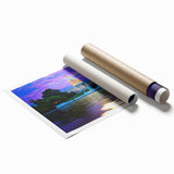 Rolled print of Washington DC Capitol with soft floral motifs in pastel shades.