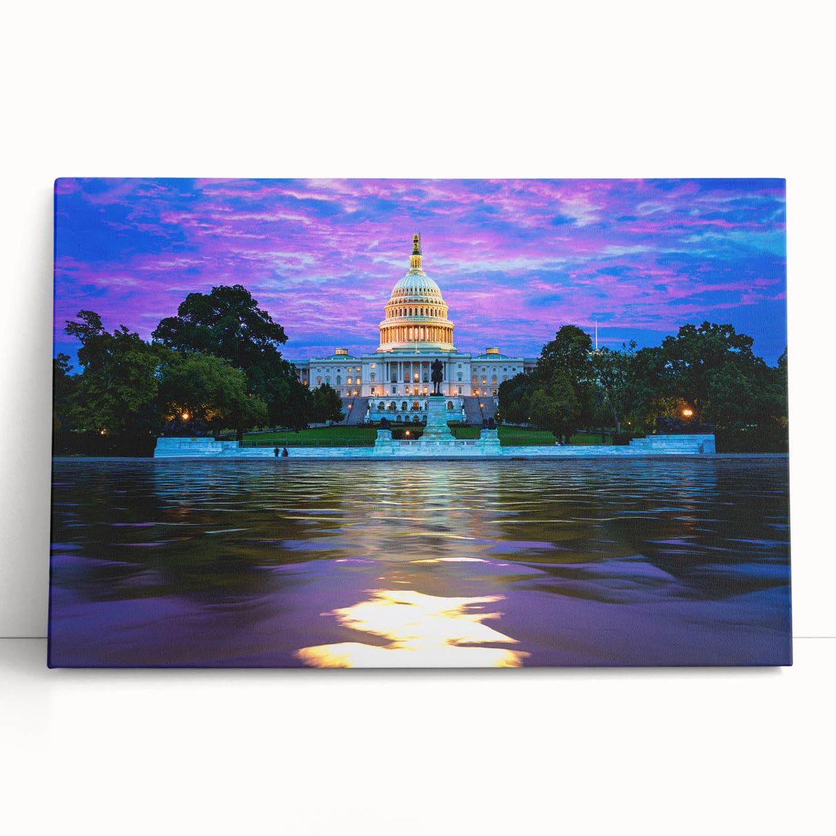 Black and white stretched canvas of the Washington D.C. Capitol, ideal for kitchen wall art or bedroom ambiance.