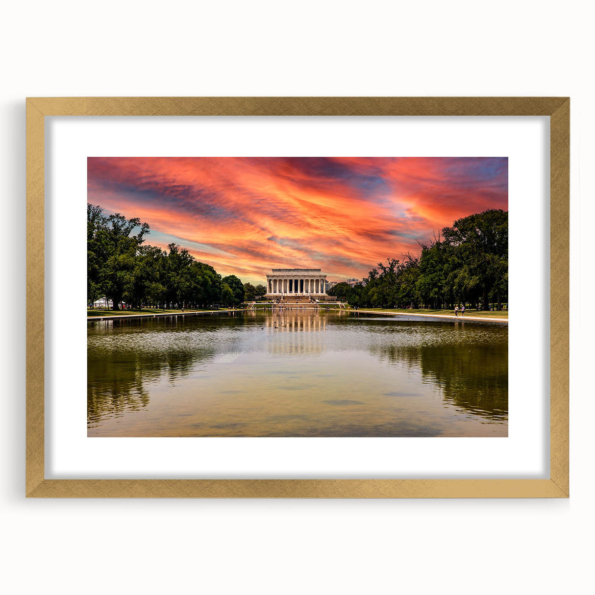 Extra large wall art featuring an abstract print of the Lincoln Memorial in muted earth tones on a textured canvas.