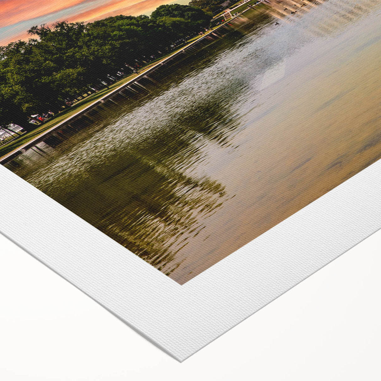 Art deco poster of Lincoln Memorial in muted sepia tones on rolled canvas, suitable for dining room wall art.
