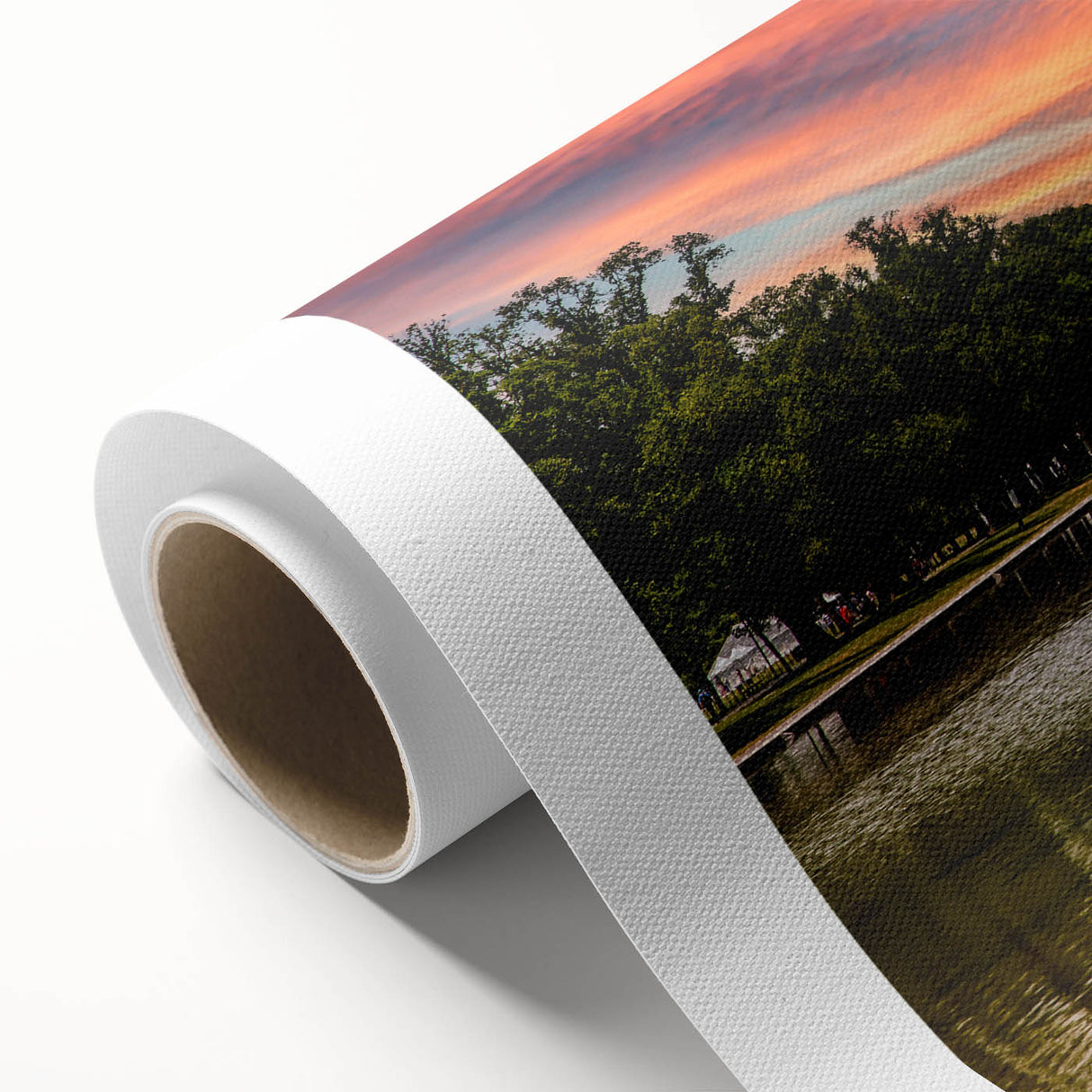 Art deco poster of Washington DC with Lincoln Memorial in muted pastel shades on rolled canvas, ideal for nursery wall art.