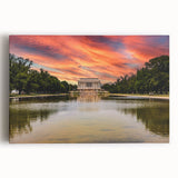 Black and white stretched canvas of the Lincoln Memorial, ideal for kitchen wall art.