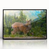 Large abstract wall art of Olympic National Park in muted earth tones on a black framed acrylic.