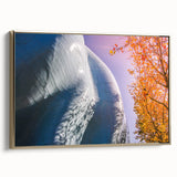 Framed canvas wall art of Seattle skyline in muted gold and black tones, suitable for bedroom decor.