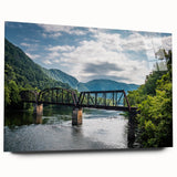 Acrylic print of a large abstract depiction of West Virginia scenery, in muted earth tones.