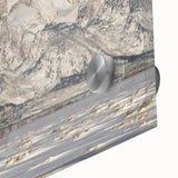 Acrylic print of the Grand Tetons with muted earth tones in a mid-century modernist style, suitable for dining room art.