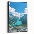 Black and white vintage poster art on framed canvas featuring a spring landscape, ideal for bedroom decor.