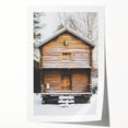 Extra large rolled print featuring a winter floral scene in muted blue and white tones, ideal for dining room wall art.