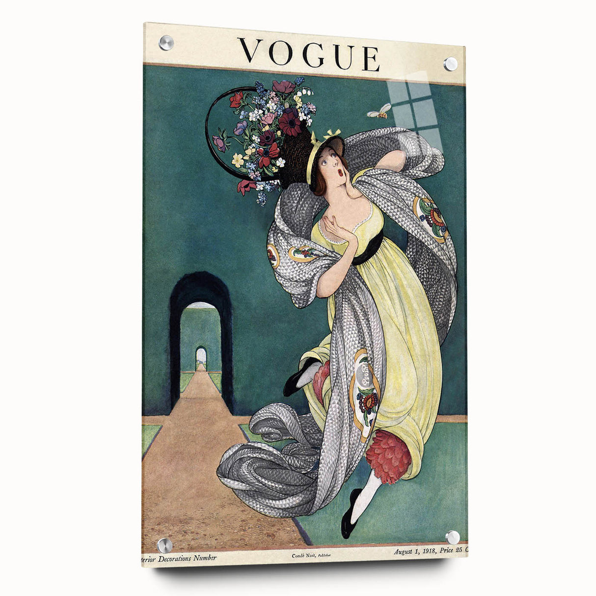 Vintage Vogue Illustration - Floral Hat 1918 Fashion Art Print