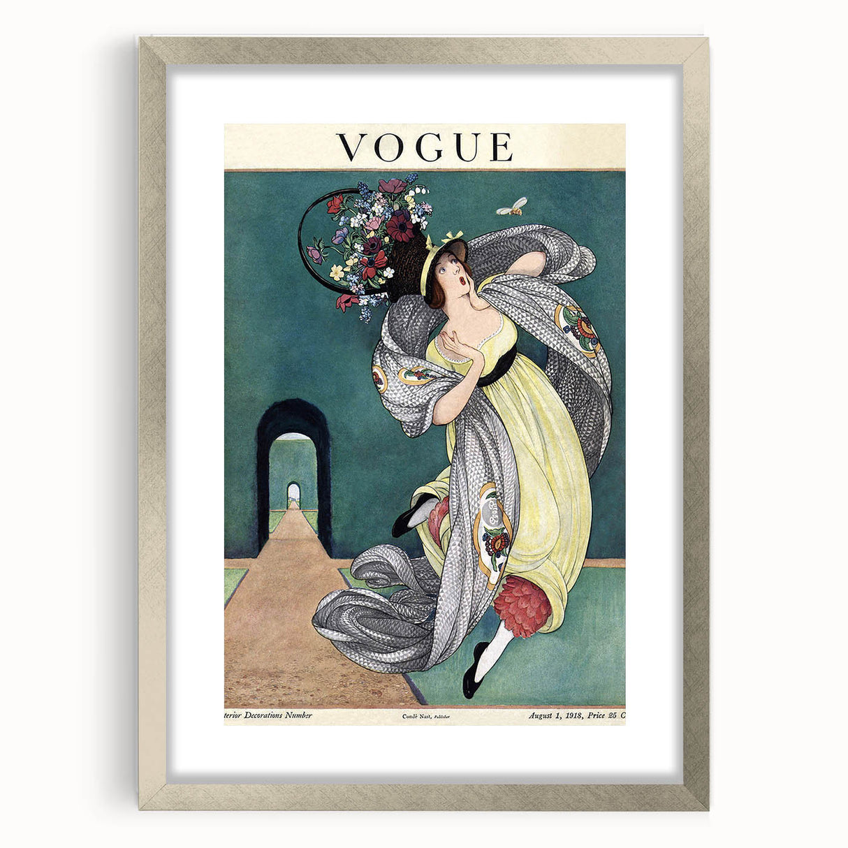 Vintage Vogue Illustration - Floral Hat 1918 Fashion Art Print