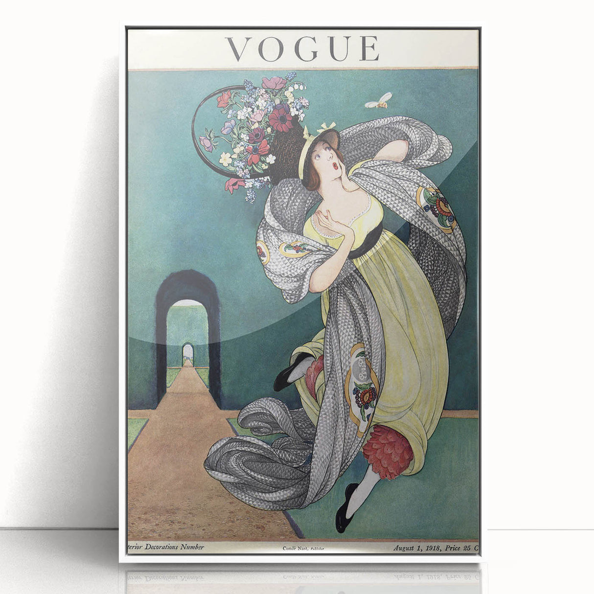 Vintage Vogue Illustration - Floral Hat 1918 Fashion Art Print