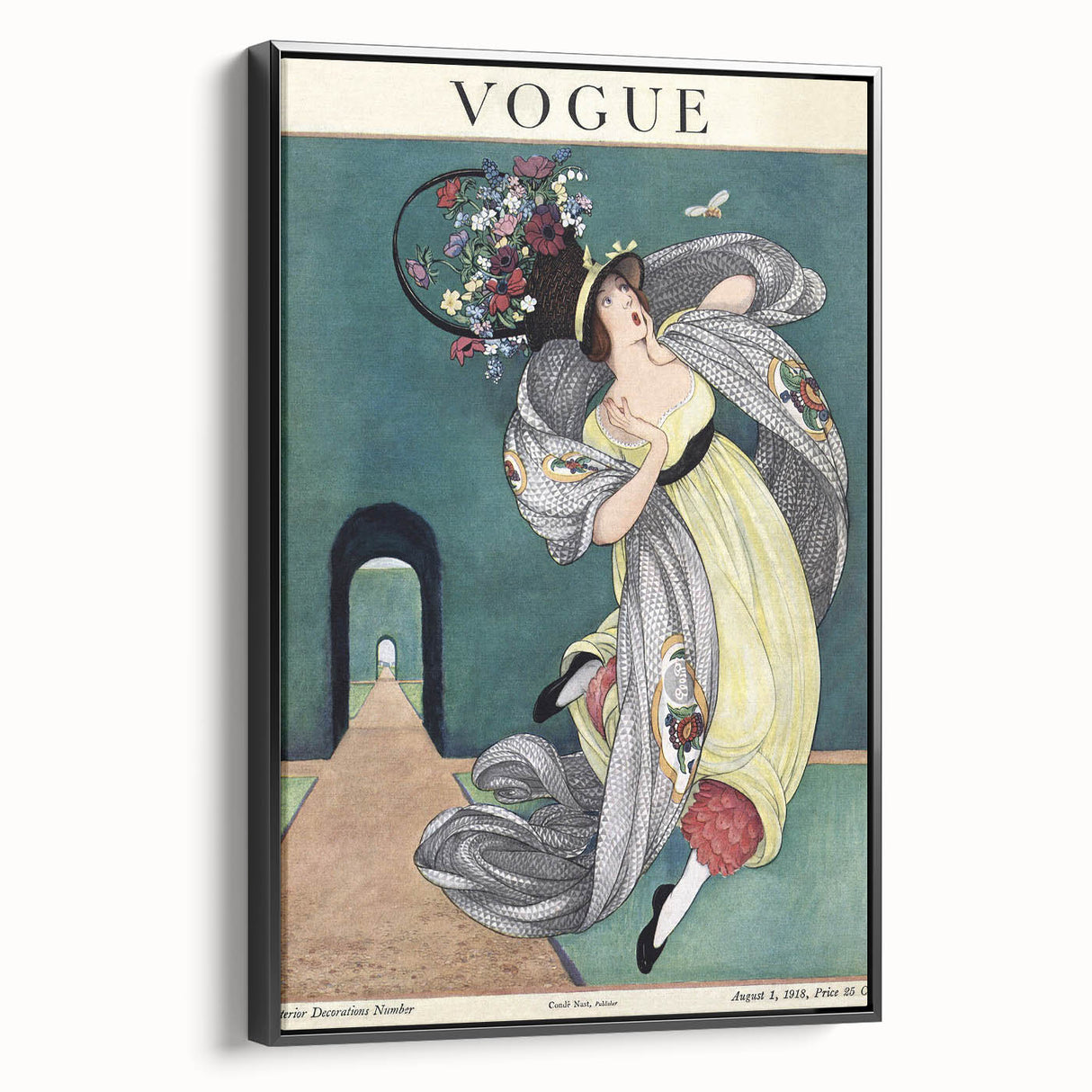 Vintage Vogue Illustration - Floral Hat 1918 Fashion Art Print