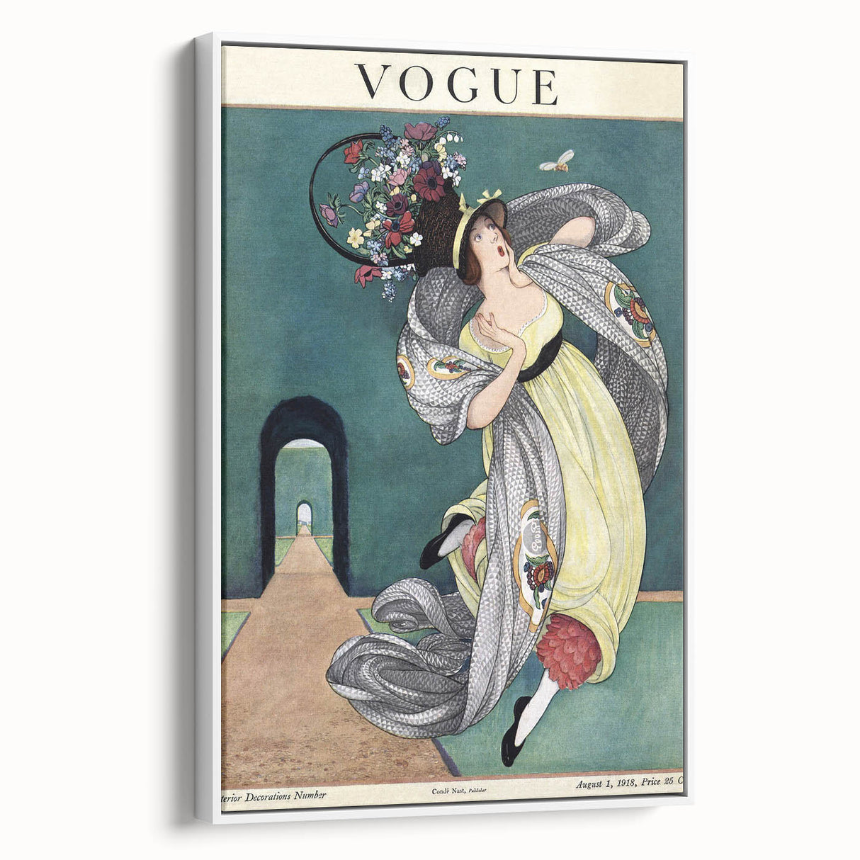 Vintage Vogue Illustration - Floral Hat 1918 Fashion Art Print