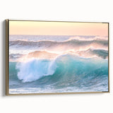 Framed canvas featuring a vintage landscape painting with muted earth tones, ideal for bedroom wall art.