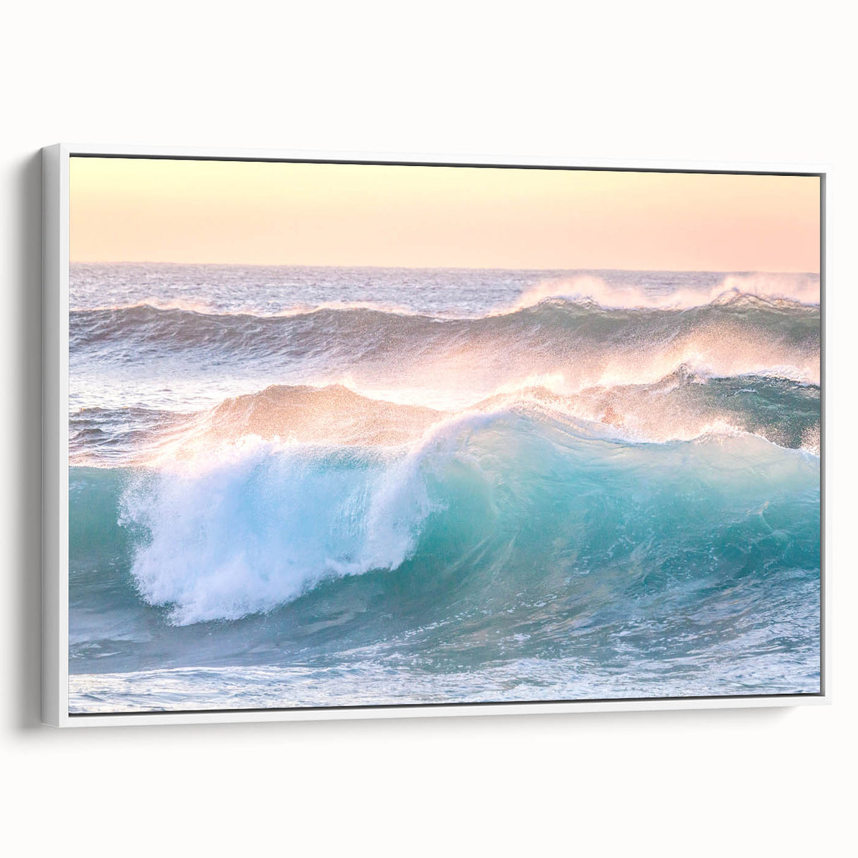 Vintage poster art on framed canvas featuring colorful abstract design, ideal for living room decor.