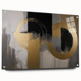 Abstract geometric acrylic glass artwork in vibrant colors, showcasing a side view with decorative pins for mounting, ideal for modern home decor.