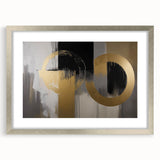 Abstract geometric frame in silver with a mat, showcasing a modern design ideal for contemporary decor. Perfect for adding elegance to any room.