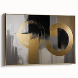 Abstract geometric framed canvas artwork showcasing intricate gold designs, presented in a side view. Ideal for modern decor or artistic spaces, this piece enhances any interior with its stylish elegance and contemporary flair. Perfect for art enthusiasts looking to elevate their home design.