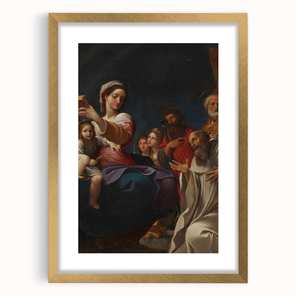Baroque Religious Scene with Madonna and Saints - Classic Art