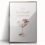Mid-century modernist art depicting food and drinks on framed acrylic in silver, ideal for nursery wall decor.
