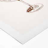 Art deco poster featuring a stylized cocktail glass, in muted pastel shades on rolled canvas, ideal for dining room decor.