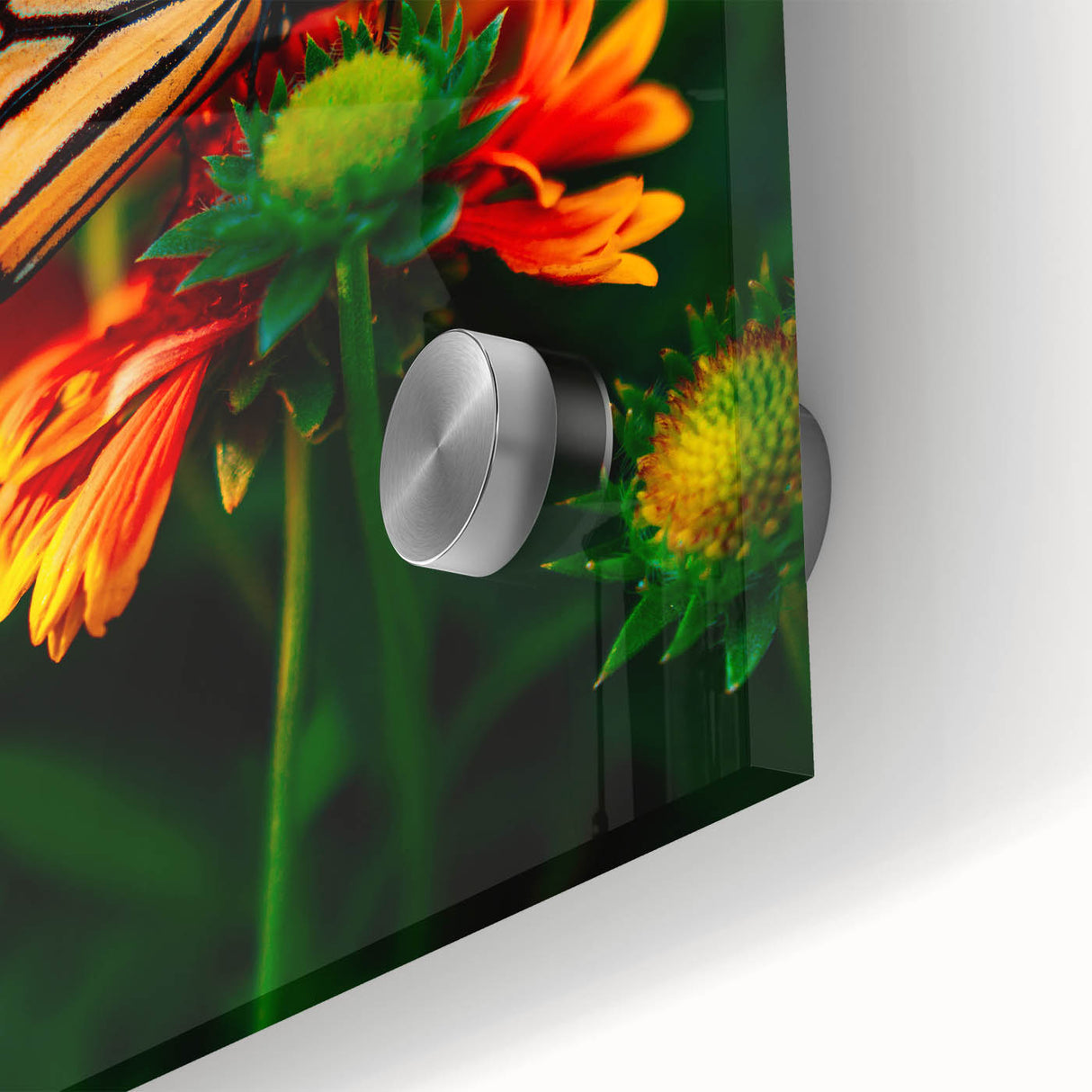 Large abstract wall art on acrylic glass featuring mid-century modernist spring motifs in pastel shades.