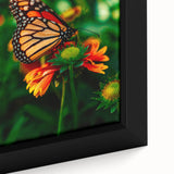 Close-up of a textured, extra large black wall art canvas depicting colorful spring motifs, ideal for living room decor.