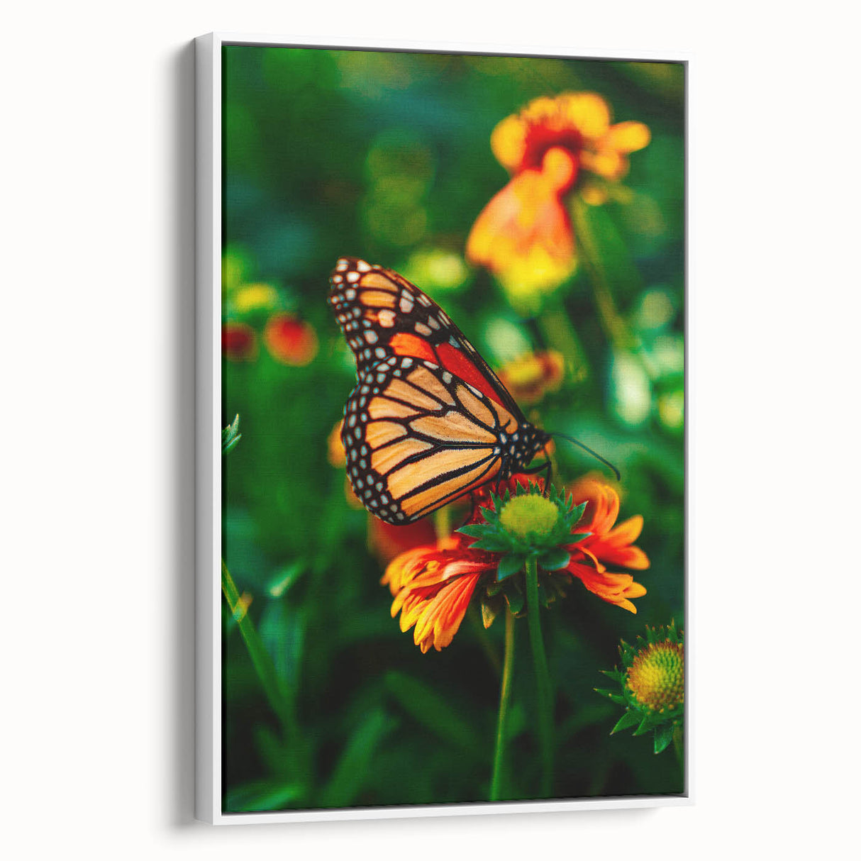 Vintage poster art of a colorful spring scene on extra large, framed canvas, ideal for living room decor.