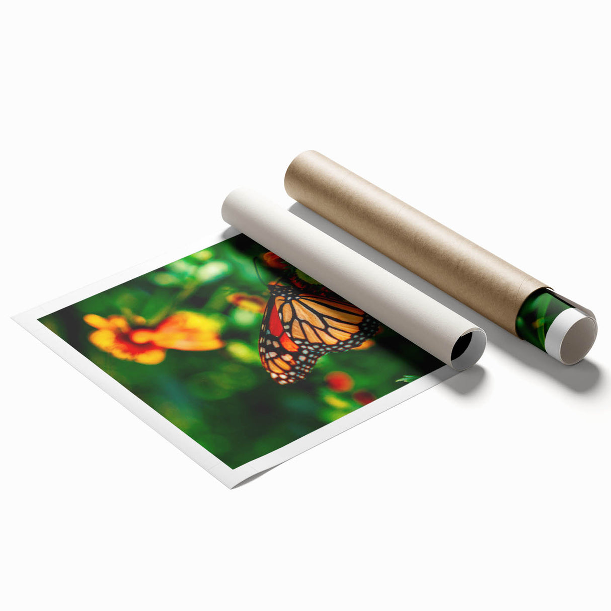 Extra large rolled print featuring spring floral art in soft pastel shades.