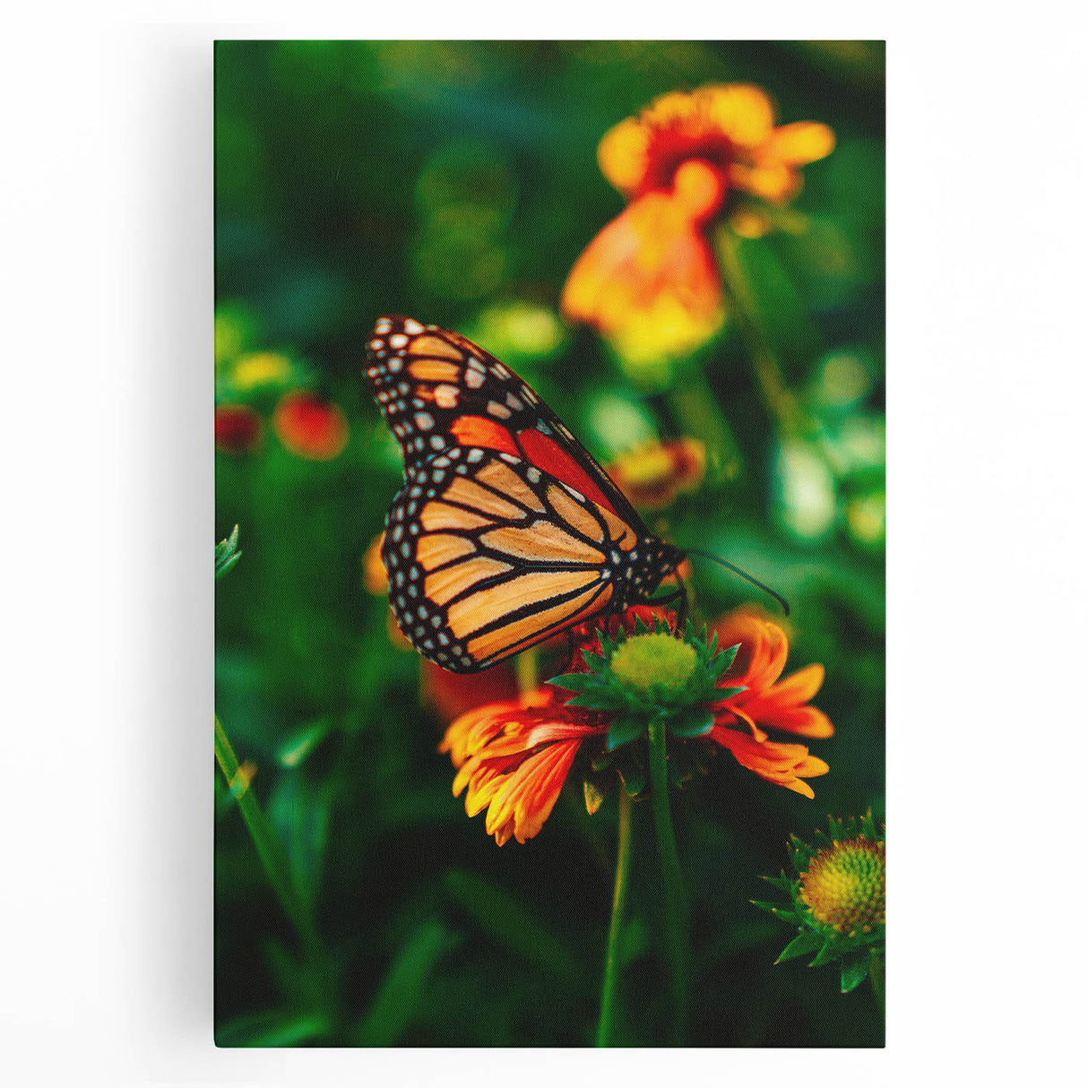 Black and white abstract floral design on large stretched canvas, ideal for kitchen wall art.