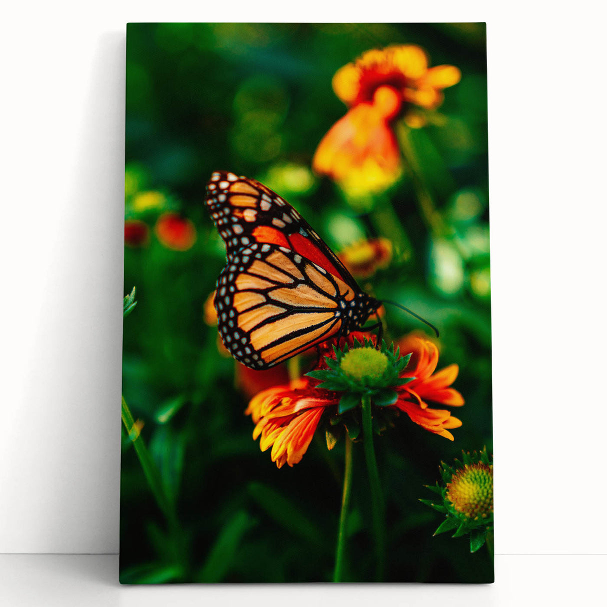 Large black and white canvas depicting a minimalist spring scene, ideal for kitchen wall art or bedroom ambiance.