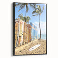 Black and white framed canvas of a vintage landscape painting, suitable for bedroom wall decor.