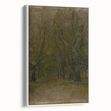 Modern Wall Art: Serene Forest Pathway in Muted Green Tones