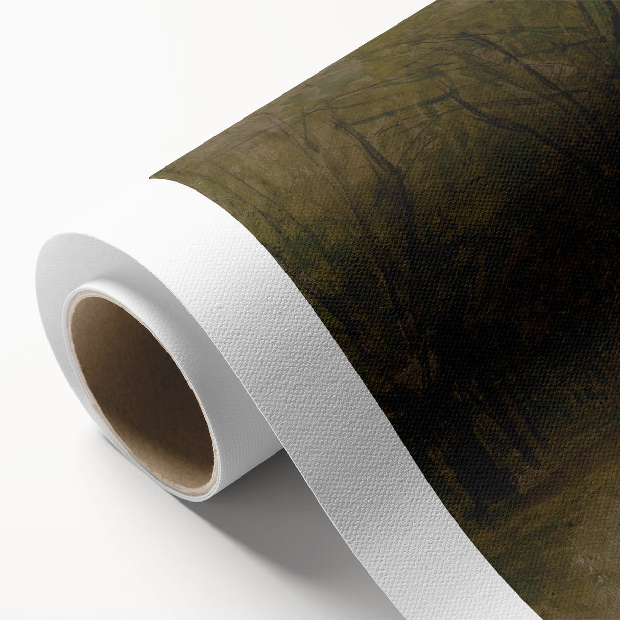Modern Wall Art: Serene Forest Pathway in Muted Green Tones