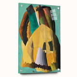 Abstract Modern Art: Vibrant Earthy Composition with Teal and Yellow