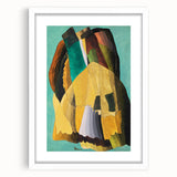 Abstract Modern Art: Vibrant Earthy Composition with Teal and Yellow