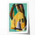 Abstract Modern Art: Vibrant Earthy Composition with Teal and Yellow