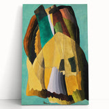 Abstract Modern Art: Vibrant Earthy Composition with Teal and Yellow