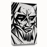 Expressionist Modern Art: Bold Black and White Portrait by Otto Lange