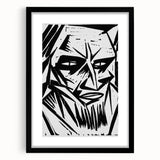 Expressionist Modern Art: Bold Black and White Portrait by Otto Lange