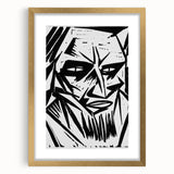 Expressionist Modern Art: Bold Black and White Portrait by Otto Lange