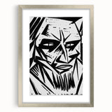 Expressionist Modern Art: Bold Black and White Portrait by Otto Lange