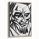 Expressionist Modern Art: Bold Black and White Portrait by Otto Lange