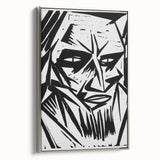 Expressionist Modern Art: Bold Black and White Portrait by Otto Lange