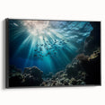 Framed canvas artwork depicting a dramatic cave landscape with earthy tones, showcasing intricate details and textures, perfect for enhancing home decor.